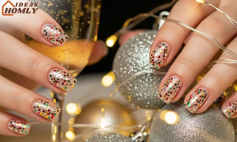 Festive Confetti Holiday Nails