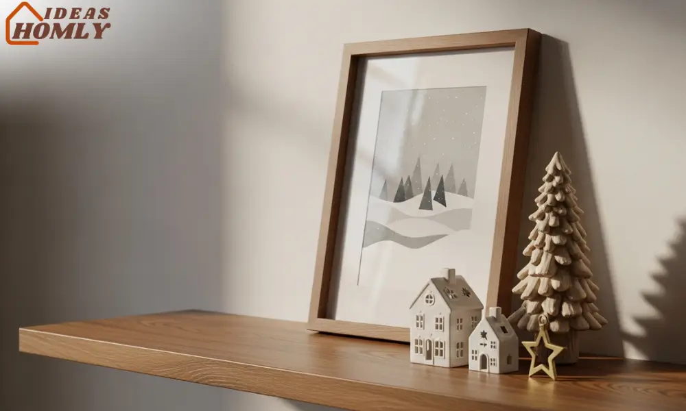 Framed Christmas Art with Small Decor Pieces