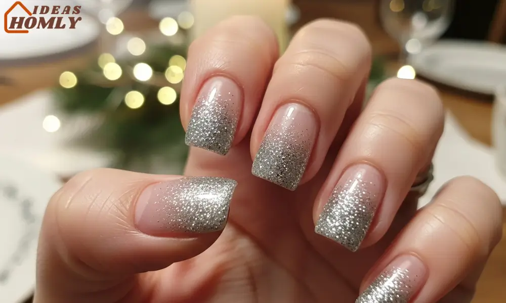 Frosted Glitter Gradient Nails