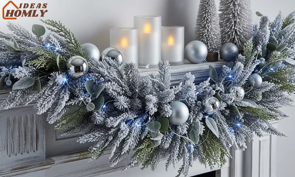 Frosted or Snowy Winter Garland for a Soft Winter Wonderland Look