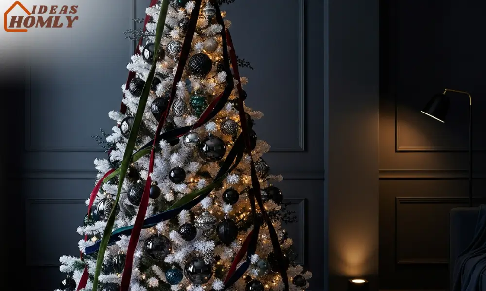 Gothic-Inspired White Tree Against Dark Walls