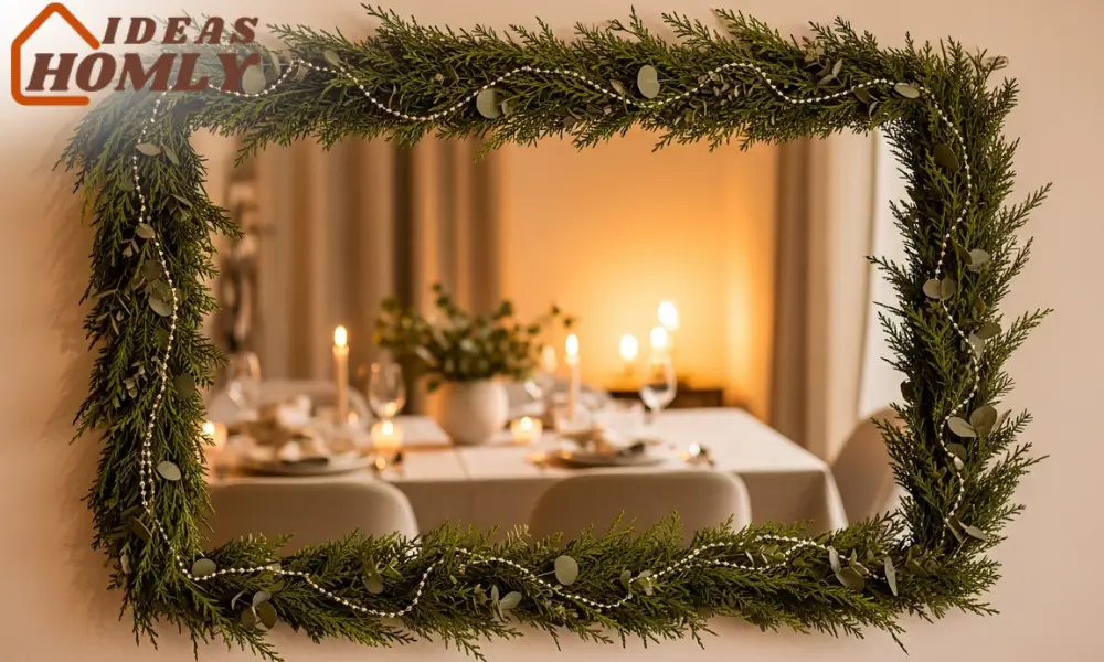 Greenery and Sparkling Bead Mirror Garland