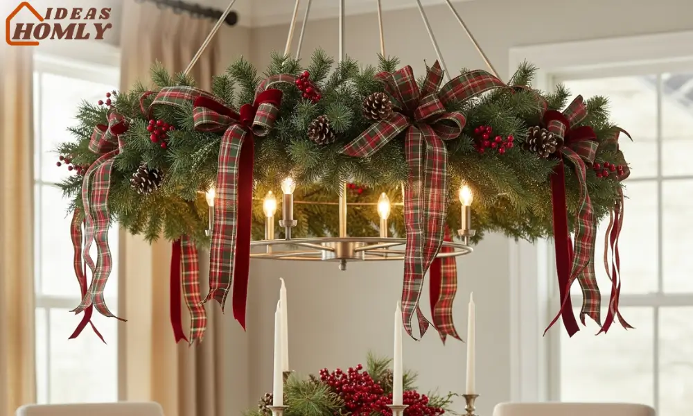 Hoop Chandelier Wreath With Ribbons and Greenery
