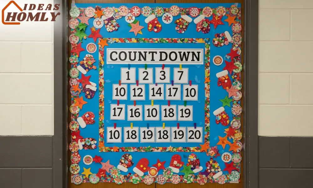 Interactive Holiday Countdown Classroom Door Photo