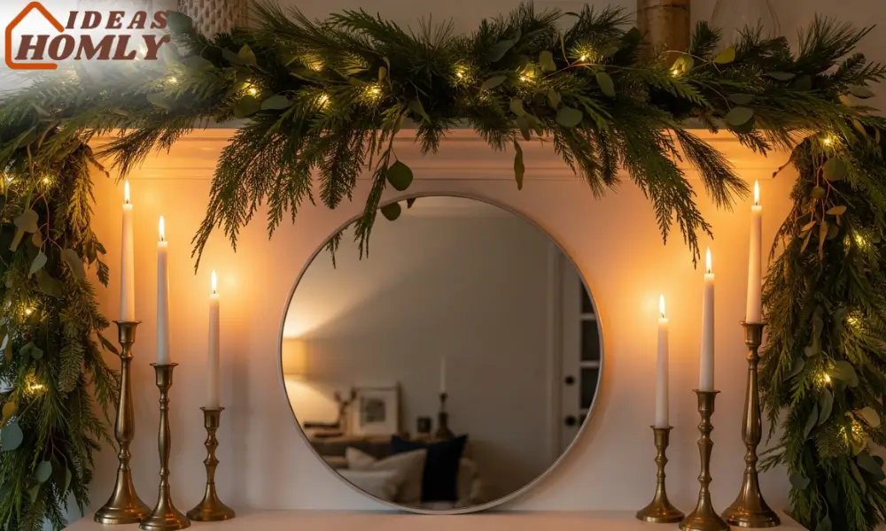 Lush Garland With Brass Candlesticks