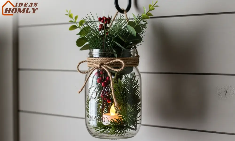 Mason Jar Greenery Sconce with Dollar Store Greenery