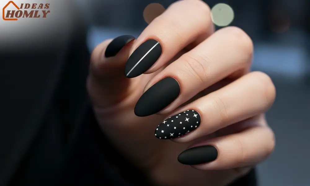 Matte Black Winter Nights Nails