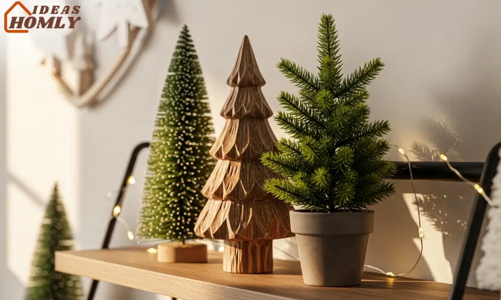 Mini Christmas Tree Trio With Fairy Lights