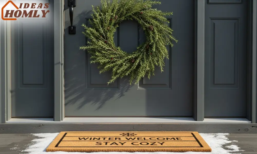 Minimalist Winter Doormat + Clean Wreath Combo