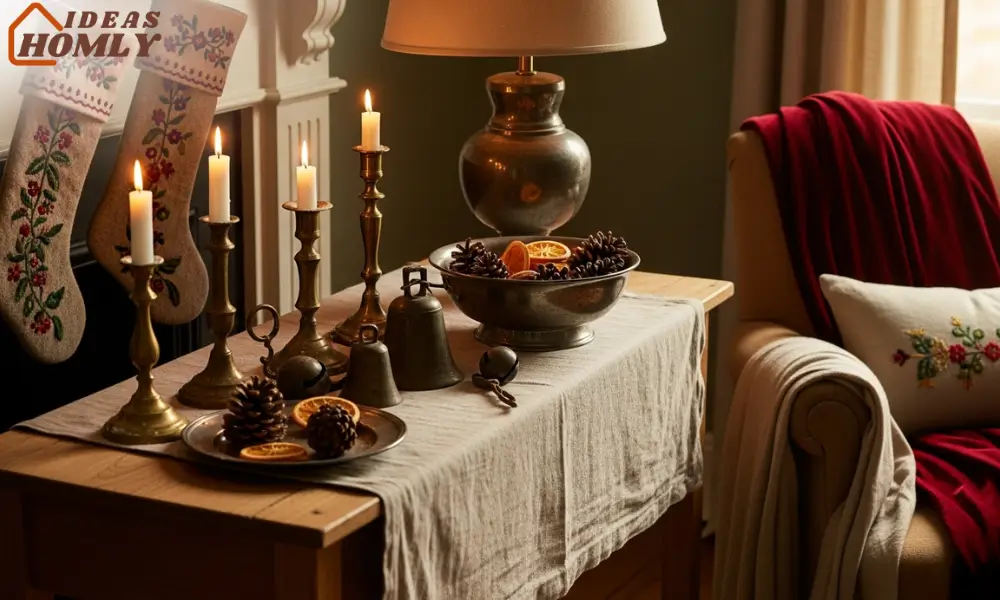 Muted Vintage Christmas Color Palette With Aged Metal Accents