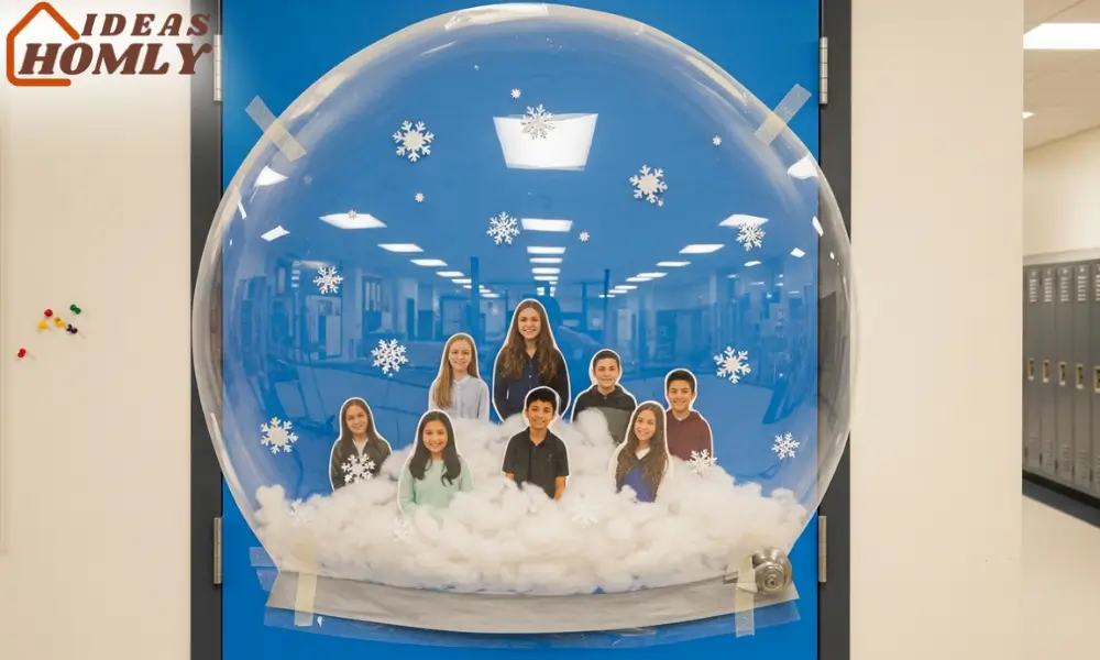 Realistic 3D Snow Globe Classroom Door With Student Photos