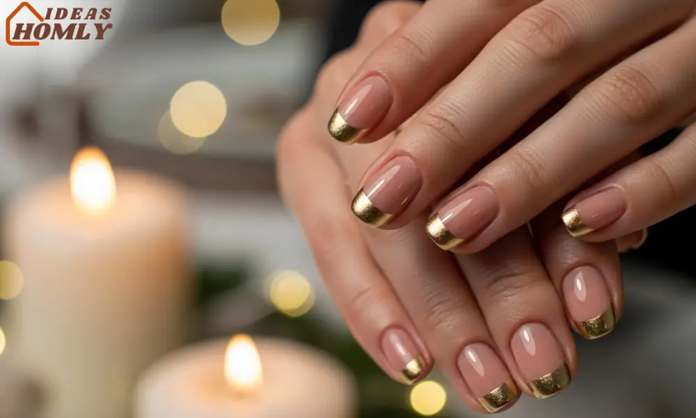 Realistic Gold Foil Holiday Nail Tips