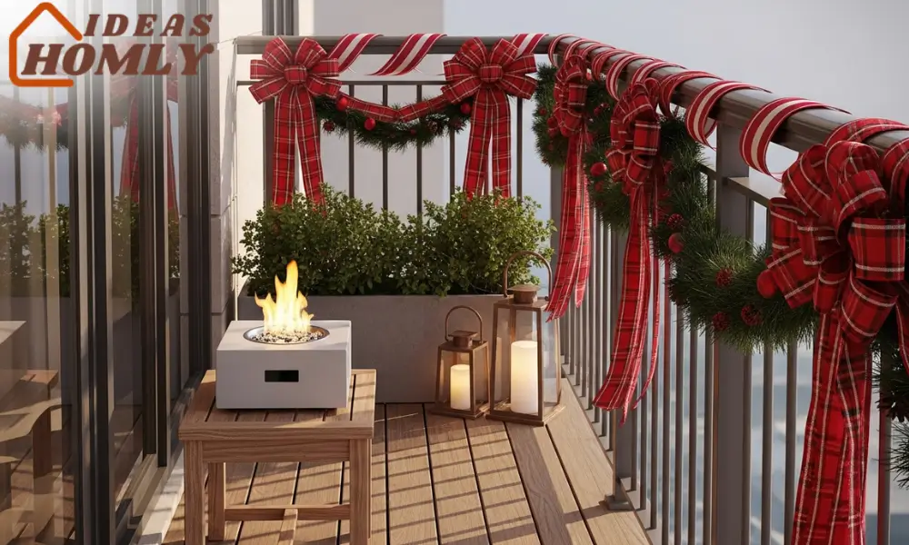 Ribbon Wrapped Railings and Fire Pit Corner