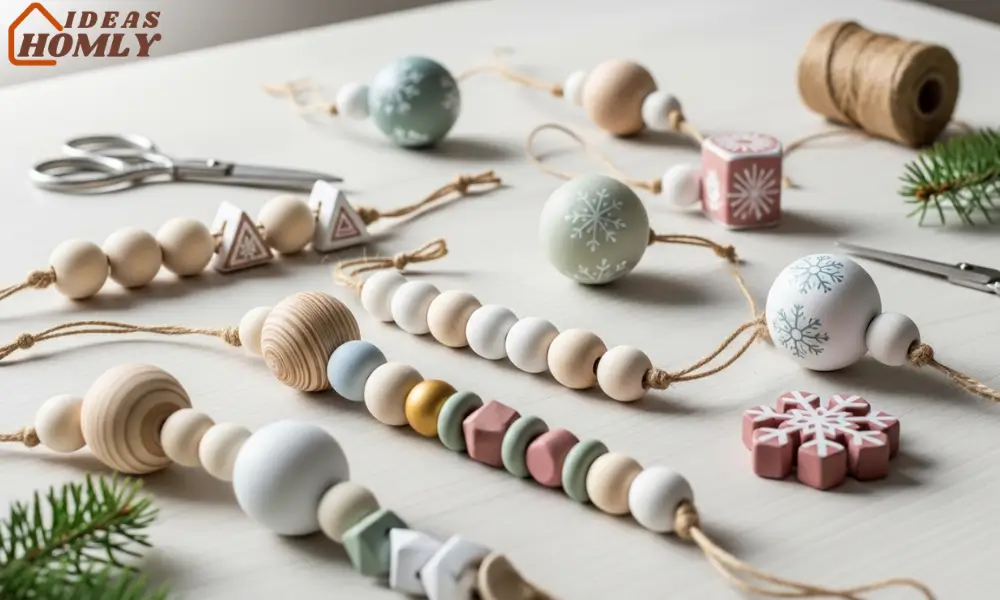 Scandinavian Wooden Bead Christmas Ornaments