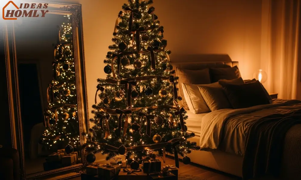 Softly Lit Bedroom Tree Reflected in a Mirror