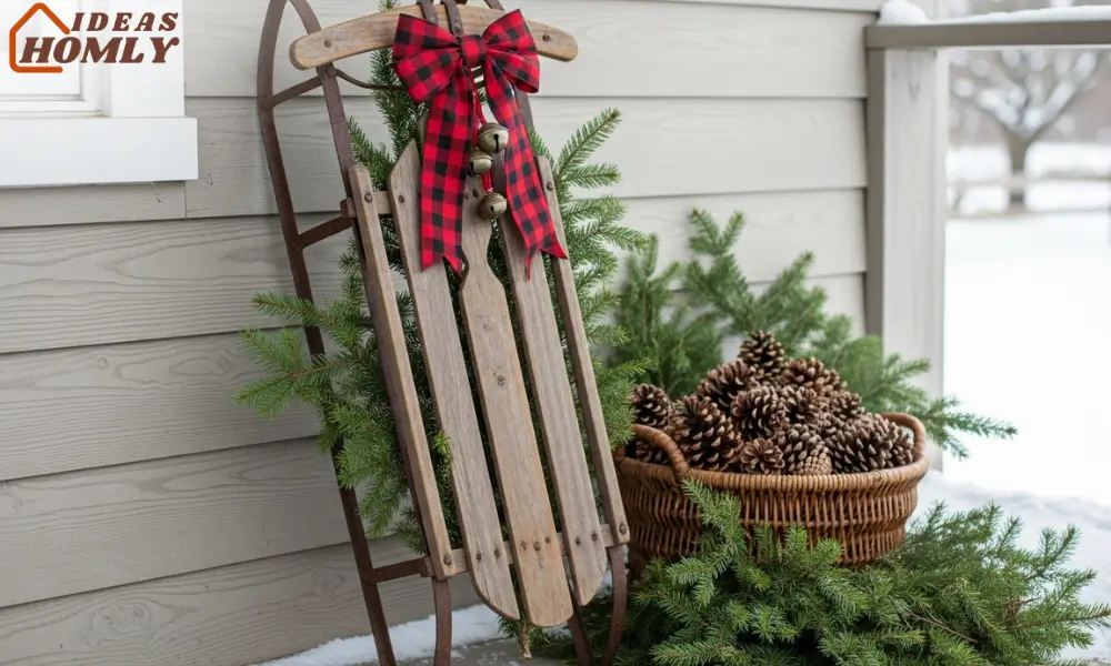 Vintage Sled With Evergreen Greens