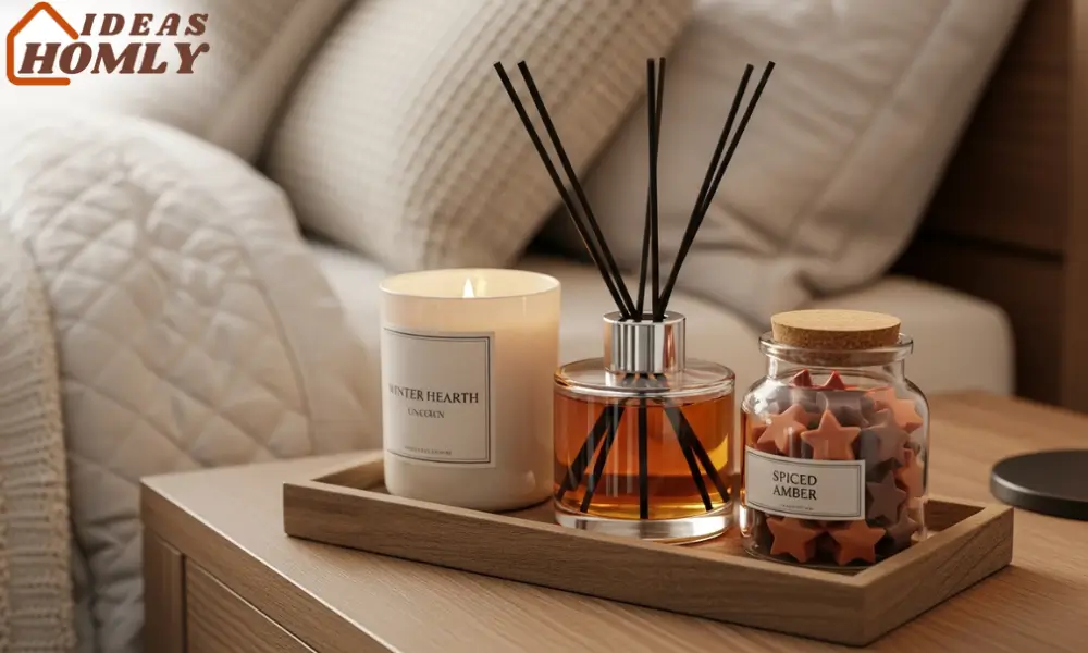 Winter Bedside Scent Station With Candle and Diffuser