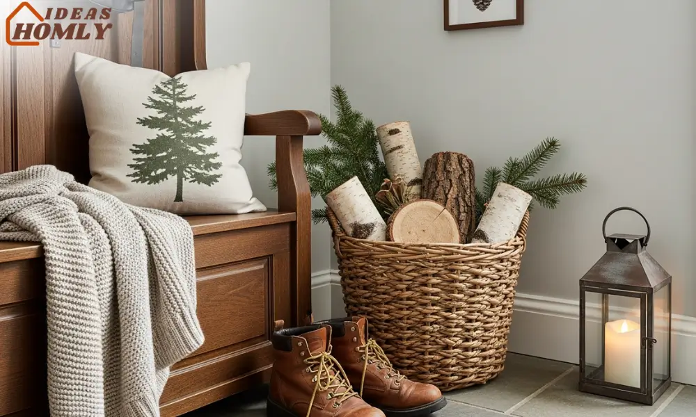 Woodland Entry Bench Holiday Setup