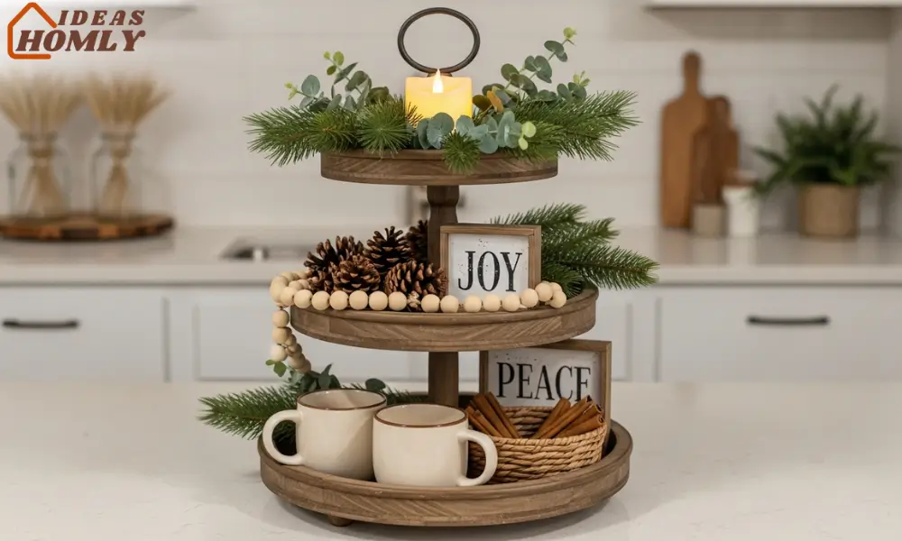 Candle + Greenery Rustic Tray