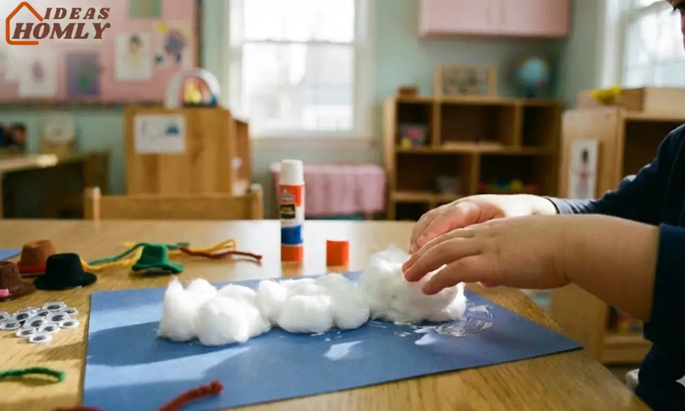 Cotton Ball Snowman Art