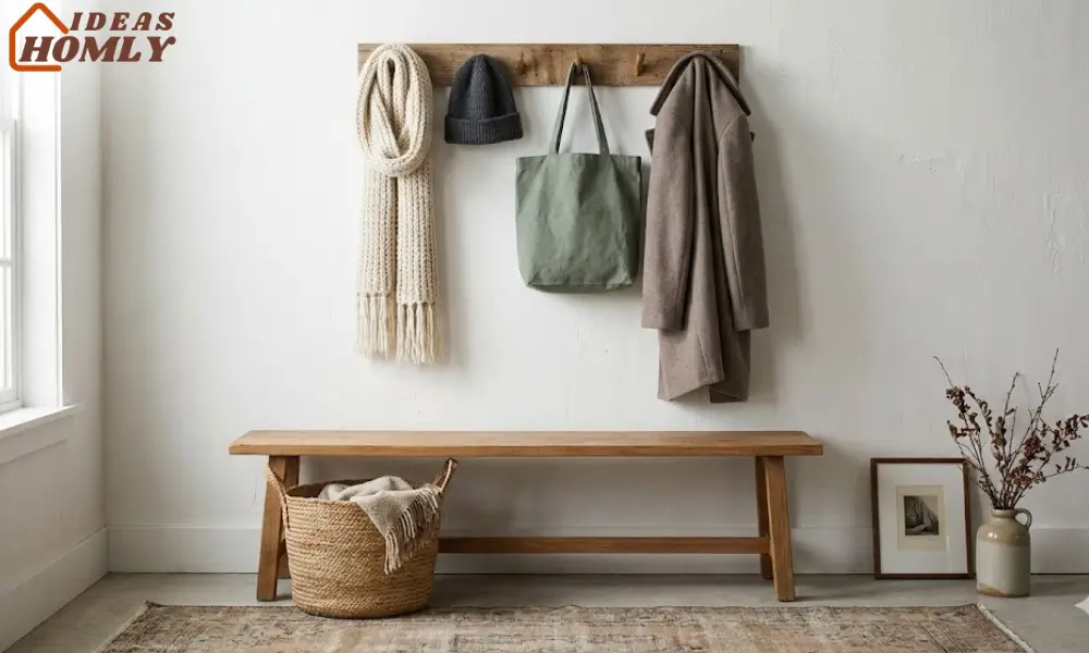 Entryway Hooks Styled With Winter Accessories