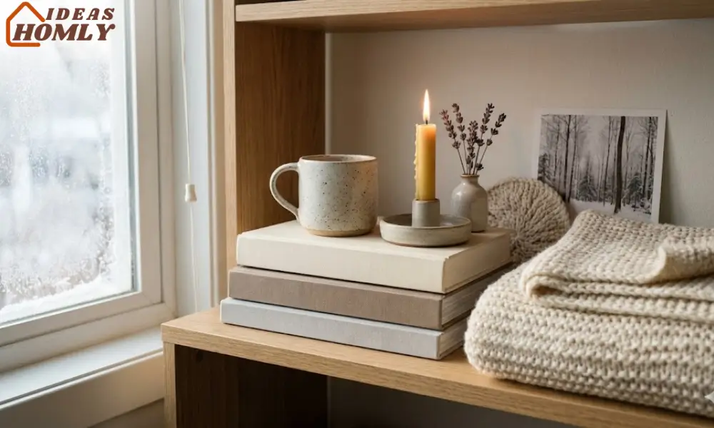 Hygge-Inspired Book and Blanket Vignette