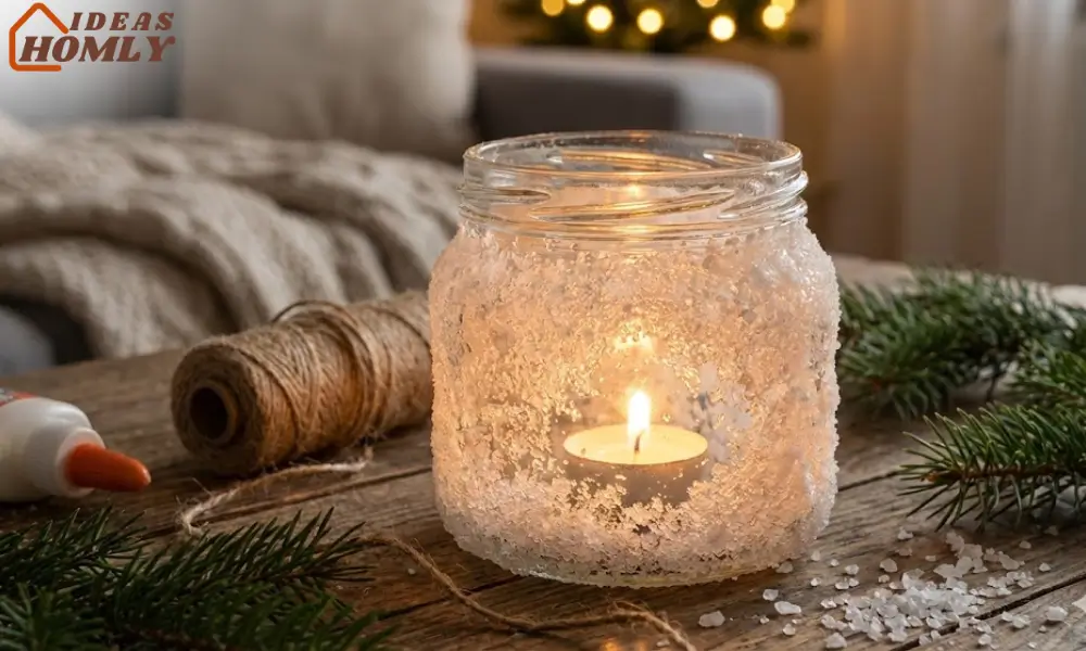 Mason Jar Snow Candle Holder
