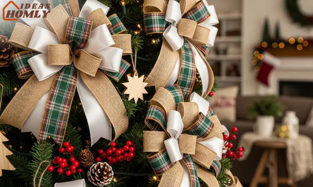 Mixed-Texture Bows With Satin, Burlap and Plaid