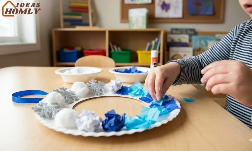 Paper Plate Winter Wreath