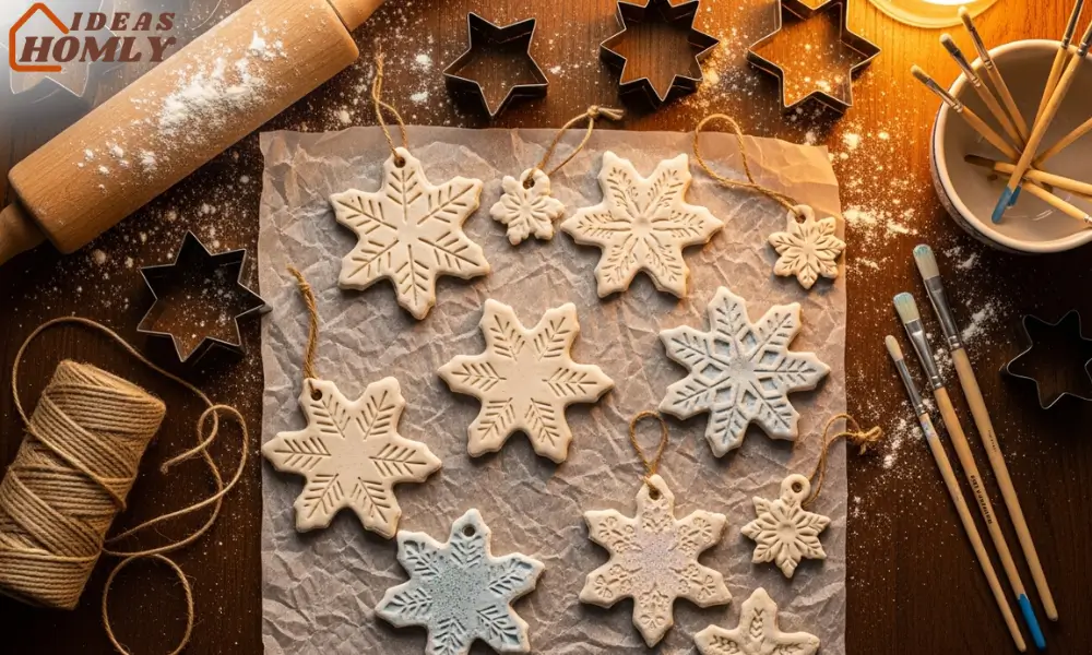 Salt Dough Snowflake Ornaments