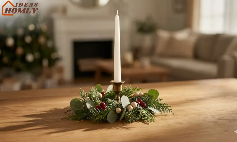 Single Candle + Greenery Ring