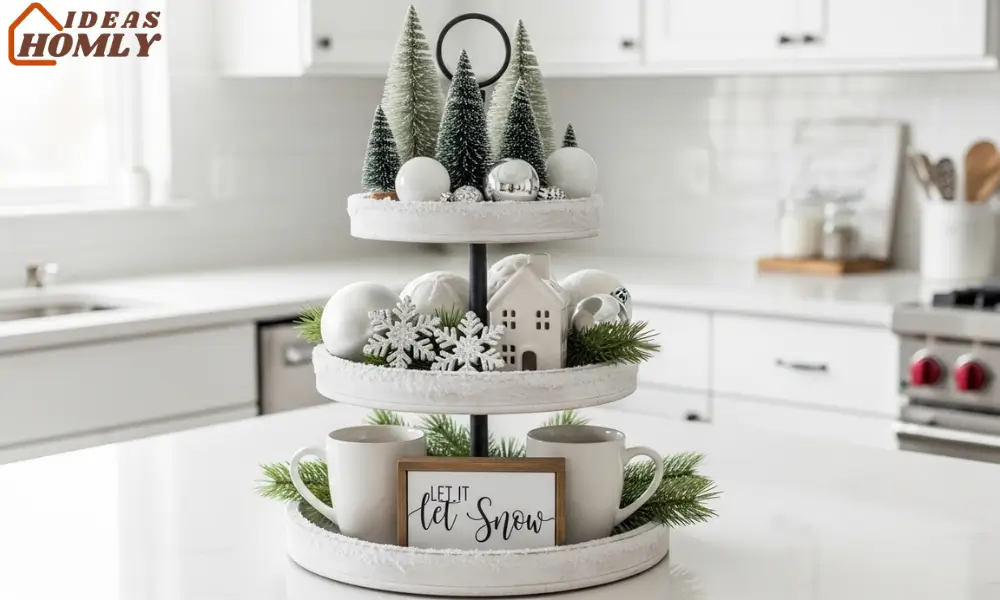 Snow-Themed Christmas Tray With Faux Snow