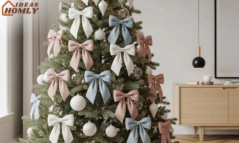 Soft White or Pastel Bows for Modern Neutral Trees