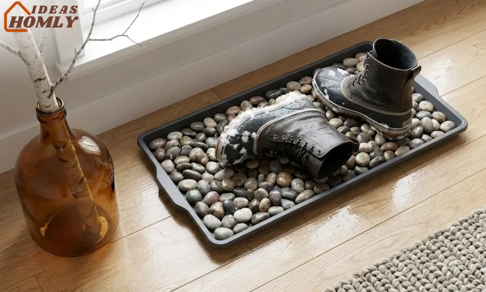 Winter Boot Tray With Decorative Accents
