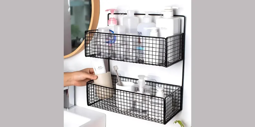 Basket-Style Bathroom Shelves