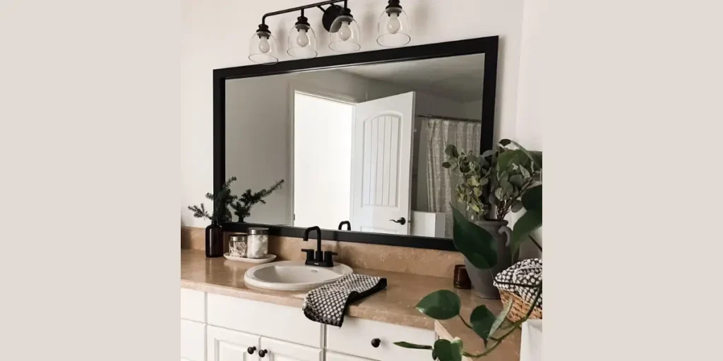Black-Framed Bathroom Mirror