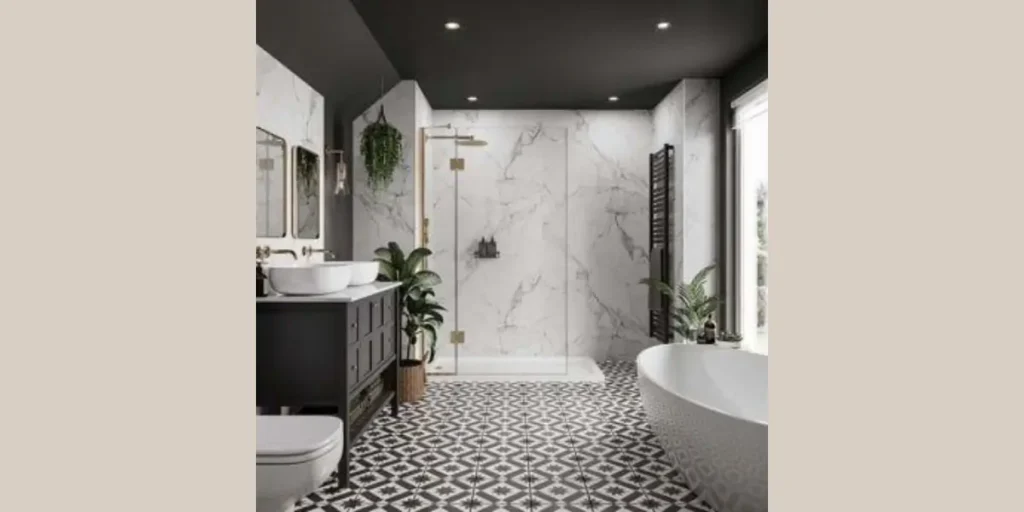 Black and White Bathroom Interior