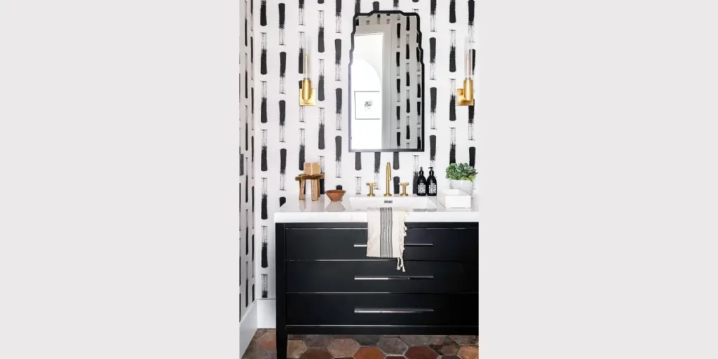 Black and White Bathroom Wallpaper