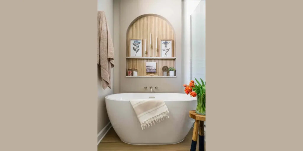 Floating Shelves Over the Bathtub