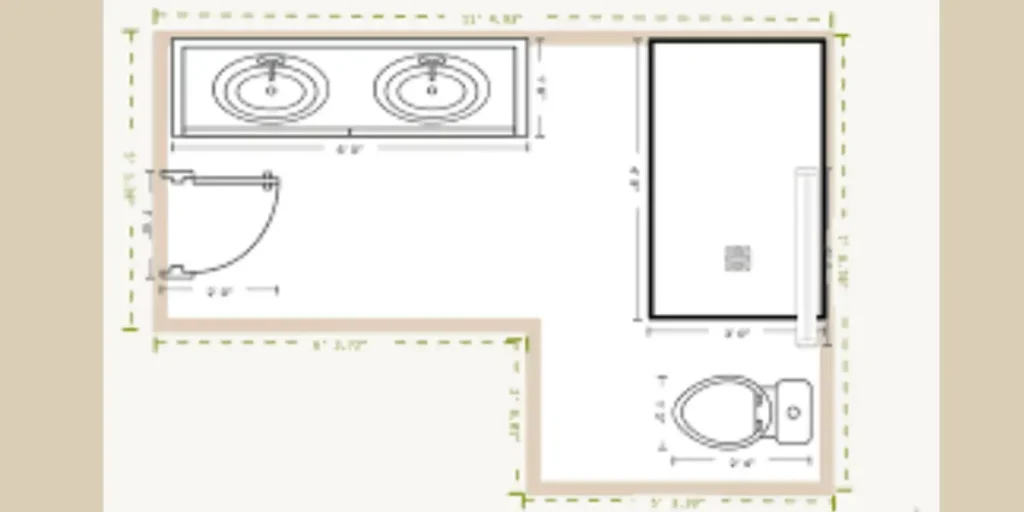 L-Shaped Bathroom Layout for Better Zoning