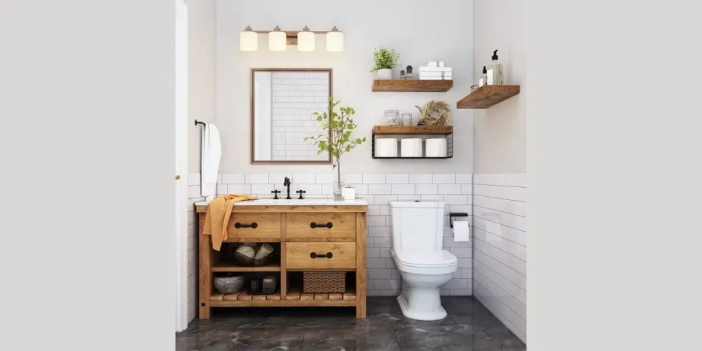 Floating Shelves Above the Toilet