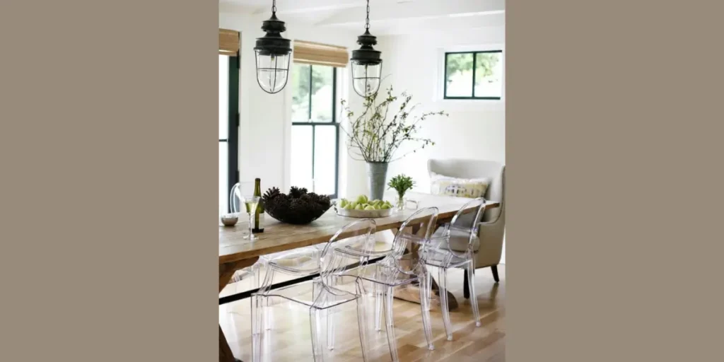 Acrylic Chairs with Wood Table