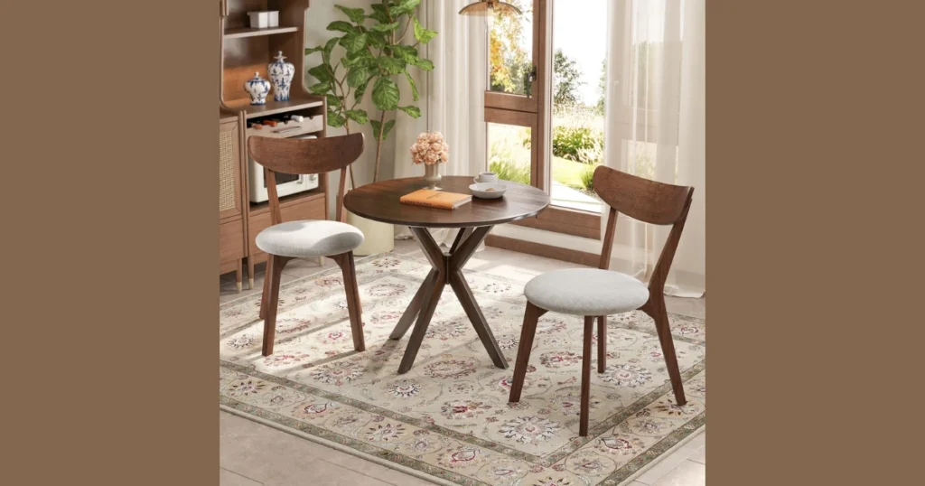 Round Small Dining Table with 2 Chairs for Compact Corners