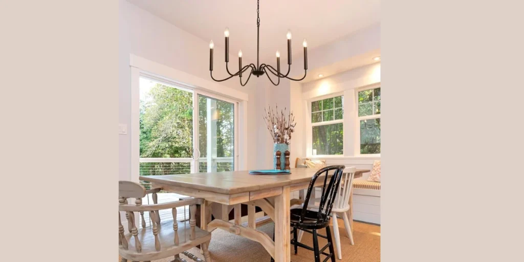 Classic Farmhouse Chandelier Over the Dining Table