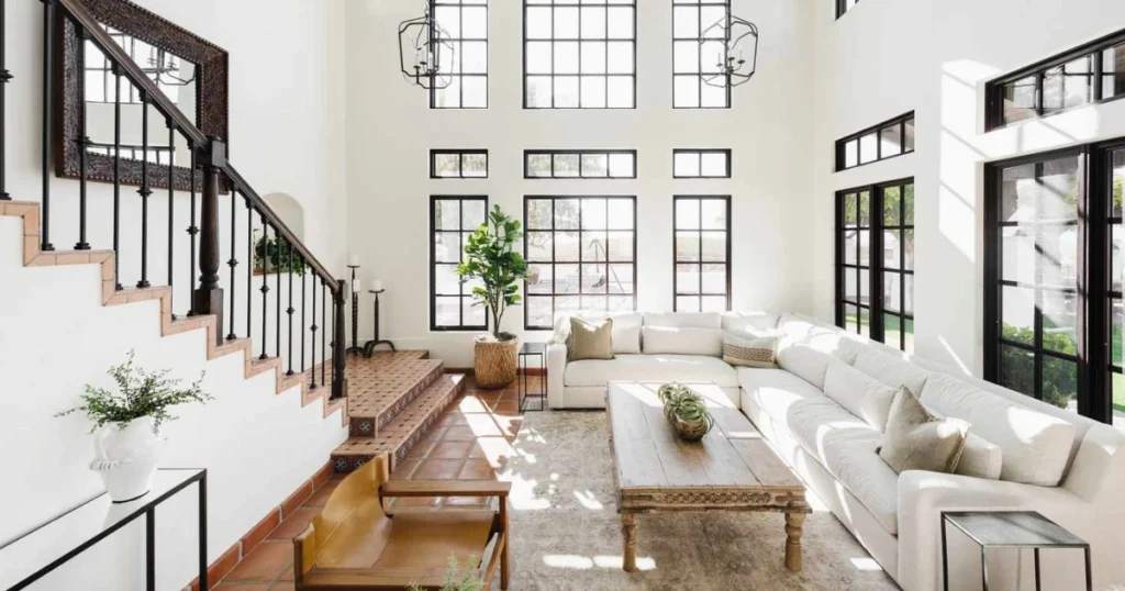 Bright White Walls with Warm Wooden Furniture