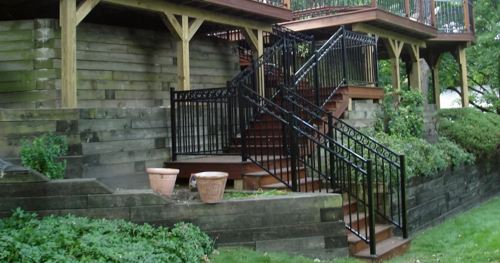 Mixed Material Railing for Stylish Exterior Stairs