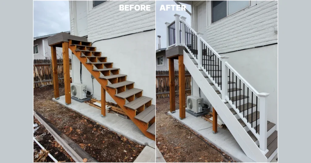 Simple Vertical Baluster Railing for Safe Outdoor Stairs