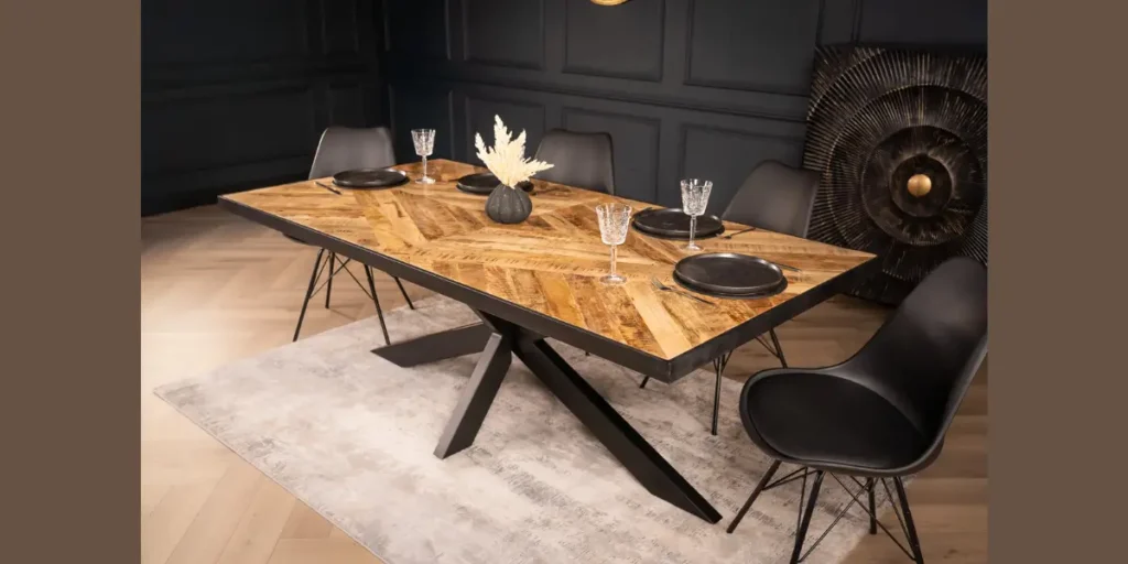 Dark Walnut Industrial Dining Table