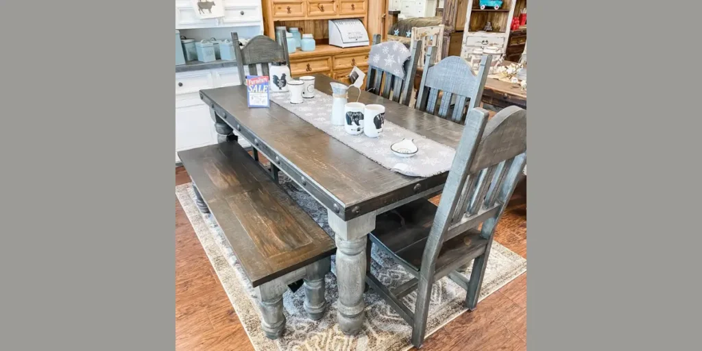 Distressed Gray Farmhouse Table