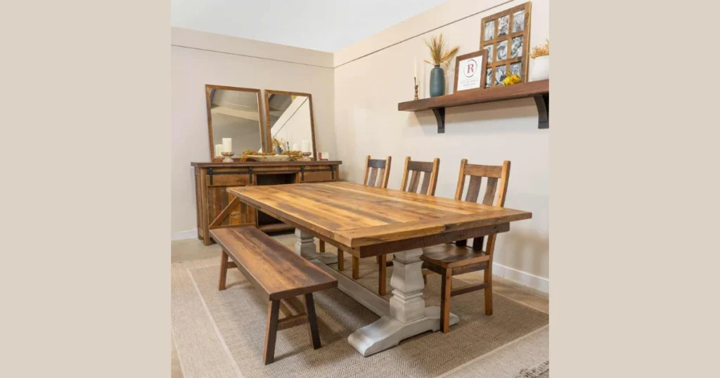 Farmhouse Dining Table with Rustic Bench